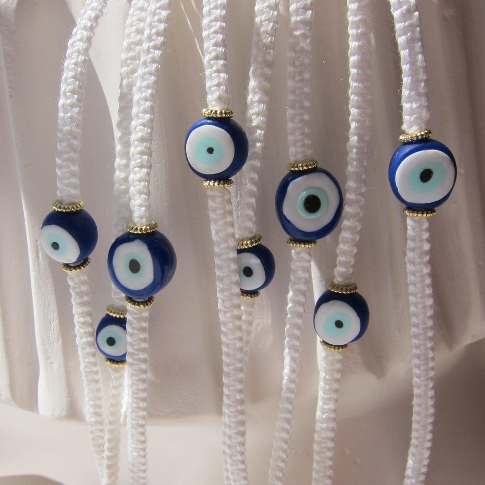 Handmade Clay Bead Evil Eye Macrame Bracelet - Picture 6 of 6